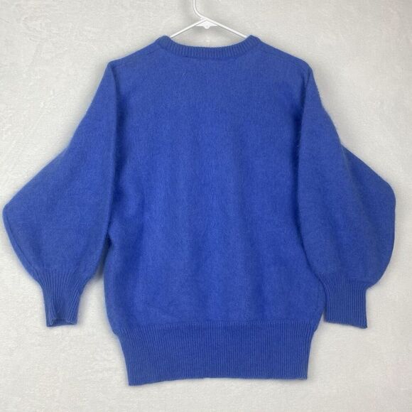 Minali Sweater Womens Small Blue Angora Hand Embroidered Lightweight Pullover - Picture 3 of 8